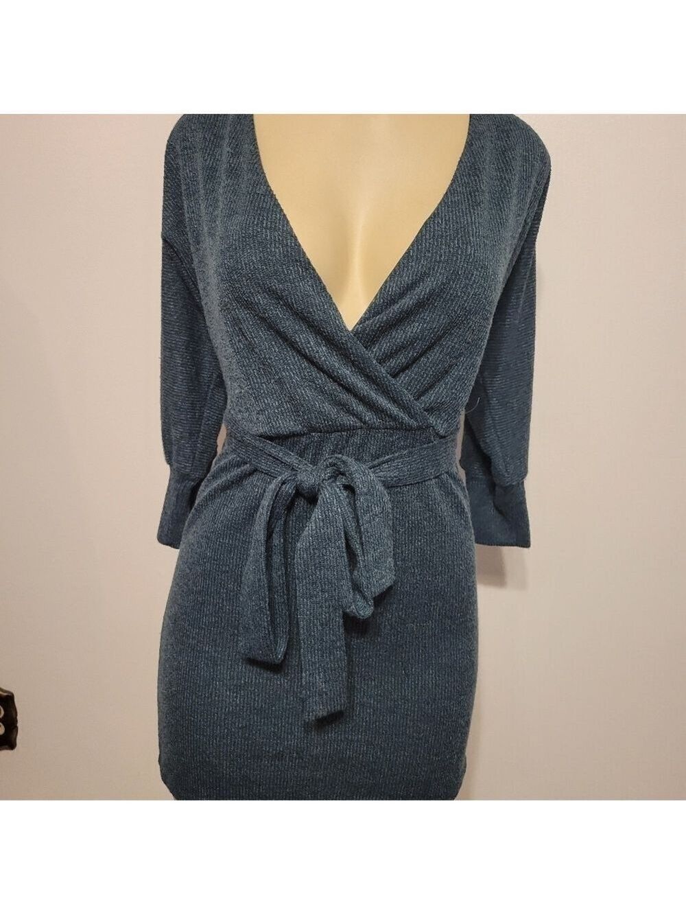 Francesca Green Sweater Dress Medium Christmas Hoildays Wrap Layers - Picture 1 of 6